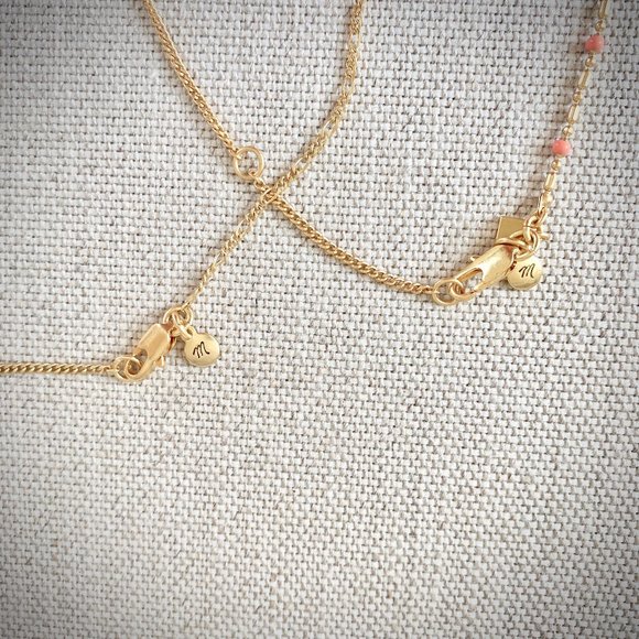 Madewell NWT Enamel Bead Gold Chain Necklace Set - Picture 6 of 8